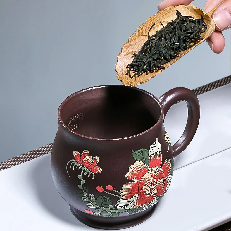 Handmade Yixing Purple Clay Peony Tea Cup - Image 8