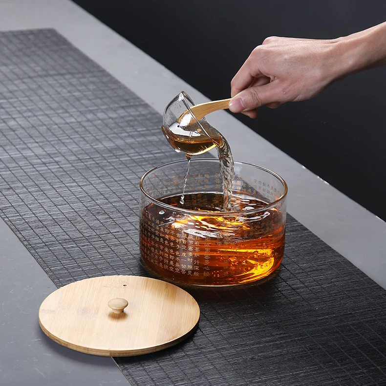 Heart Sutra Glass Tea Washer With Lid - Image 9