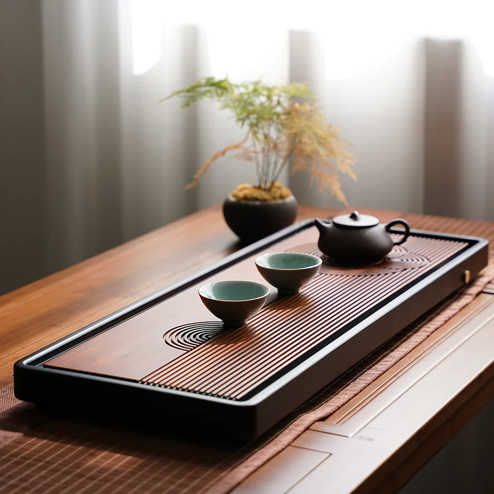 Heavy Bamboo Water Ripple Tea Tray - Image 3