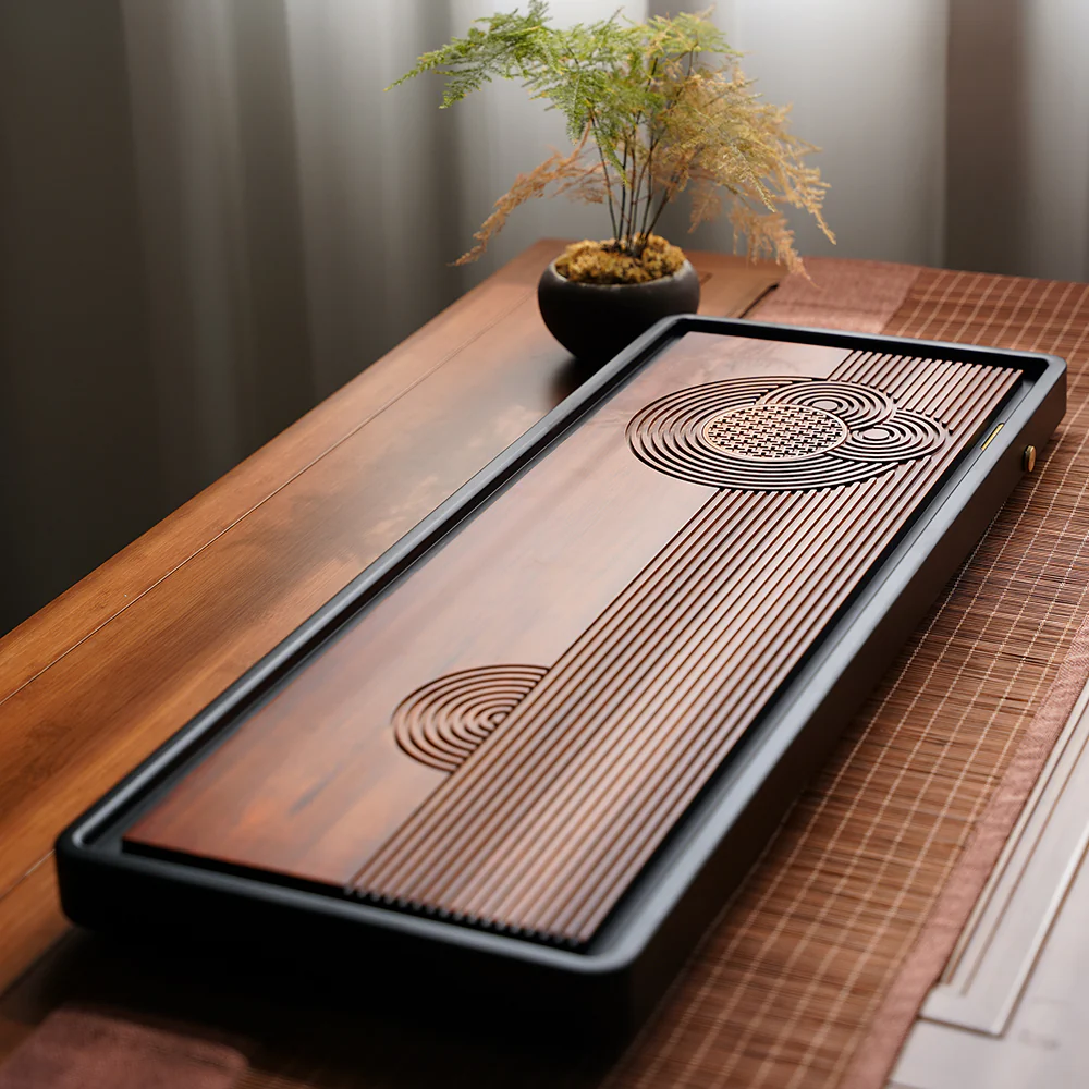 Heavy Bamboo Water Ripple Tea Tray - Image 4