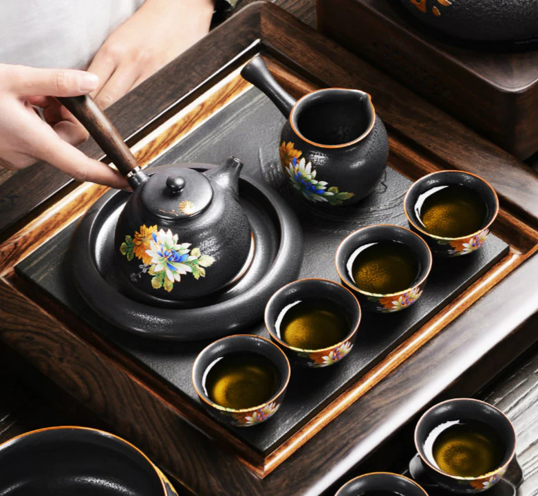 Iron Style Chinese Flowers Tea Set - Image 3