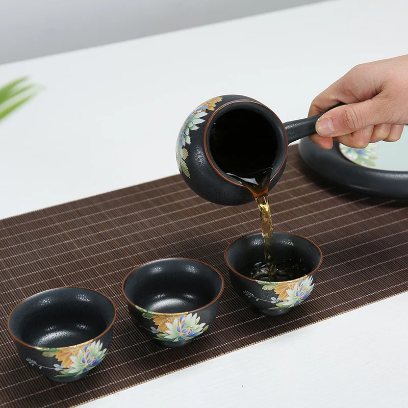 Iron Style Chinese Flowers Tea Set - Image 4