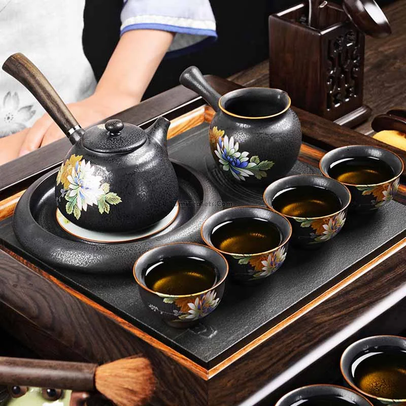 Iron Style Tea Set With Ebony Tea Tray - Image 7