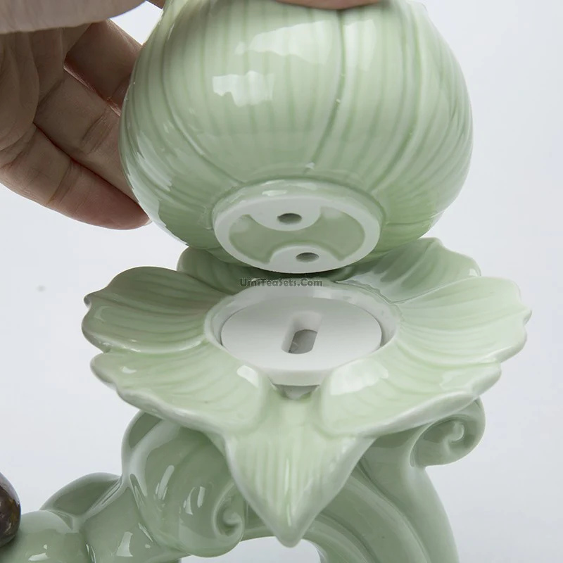 Jade Porcelain Lotus Automatic Tea Set - Image 4