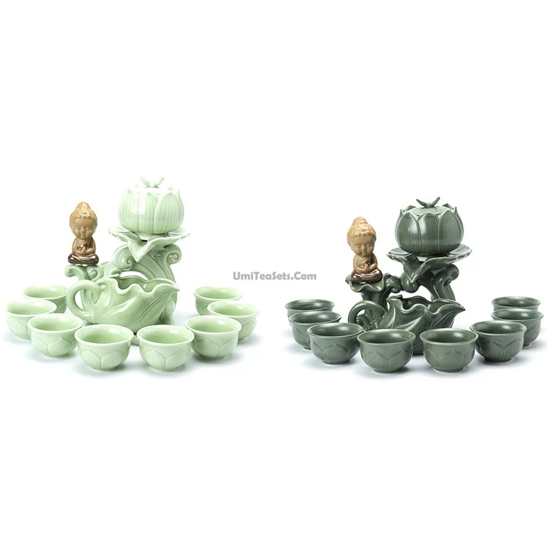 Jade Porcelain Lotus Automatic Tea Set - Image 6