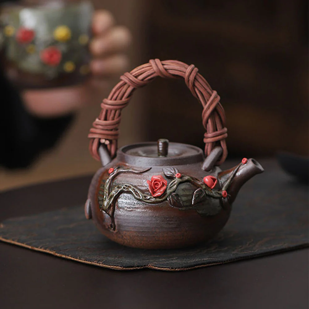 Japanese Handmade Rattan Weaving Teapot - Image 3