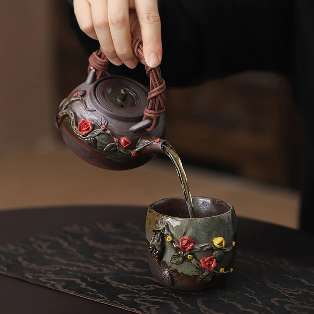 Japanese Handmade Rattan Weaving Teapot - Image 6