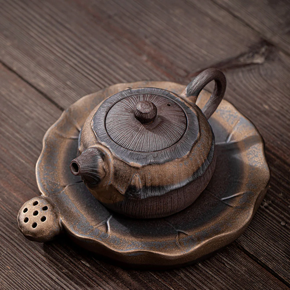 Japanese Iron Glazed Lotus Teapot - Image 3