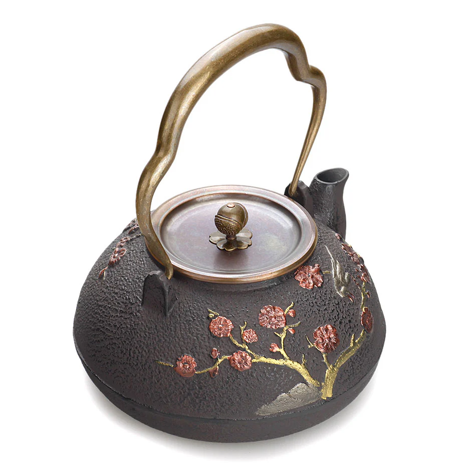 Japanese Magpie Plum Cast Iron Teapot - Image 3
