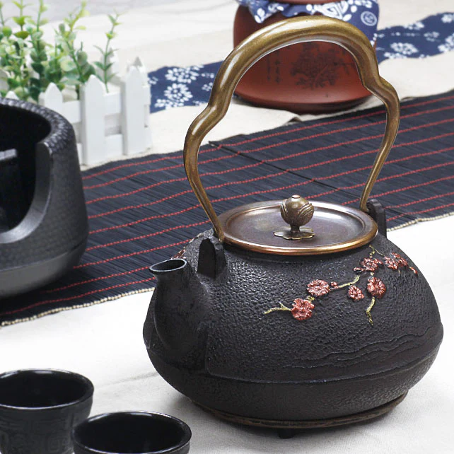 Japanese Magpie Plum Cast Iron Teapot - Image 5