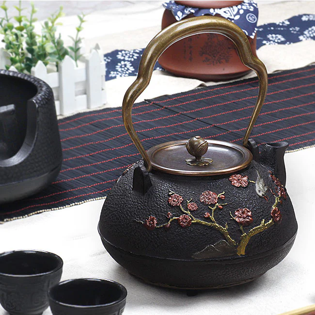 Japanese Magpie Plum Cast Iron Teapot - Image 6