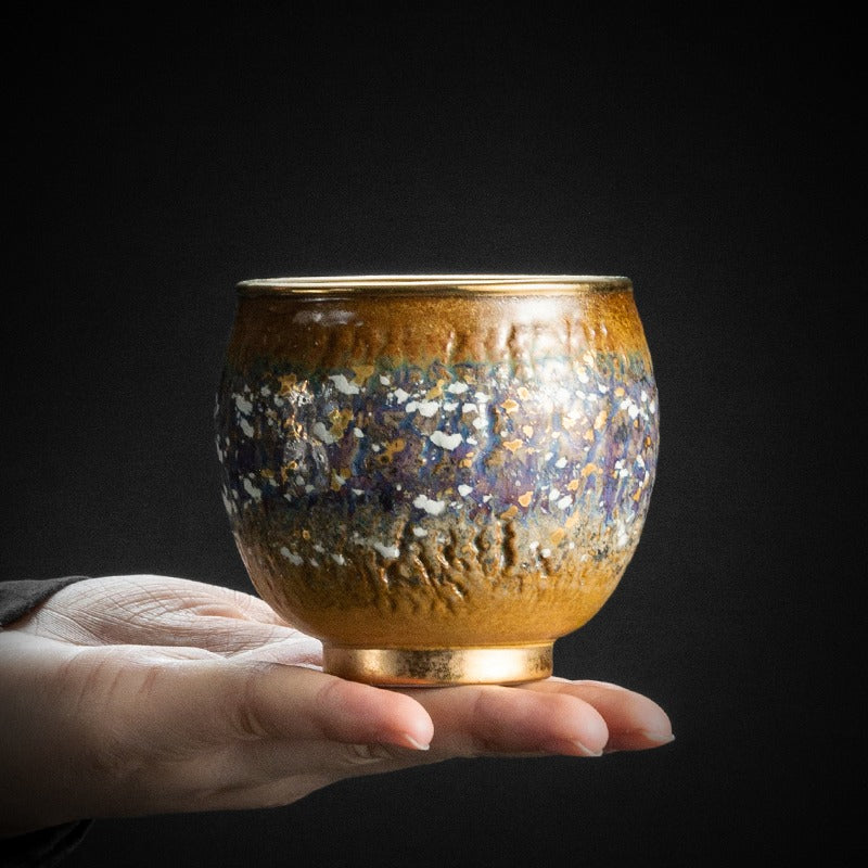 Kiln Glazed Gongfu Tea Cup With Gold - Image 10