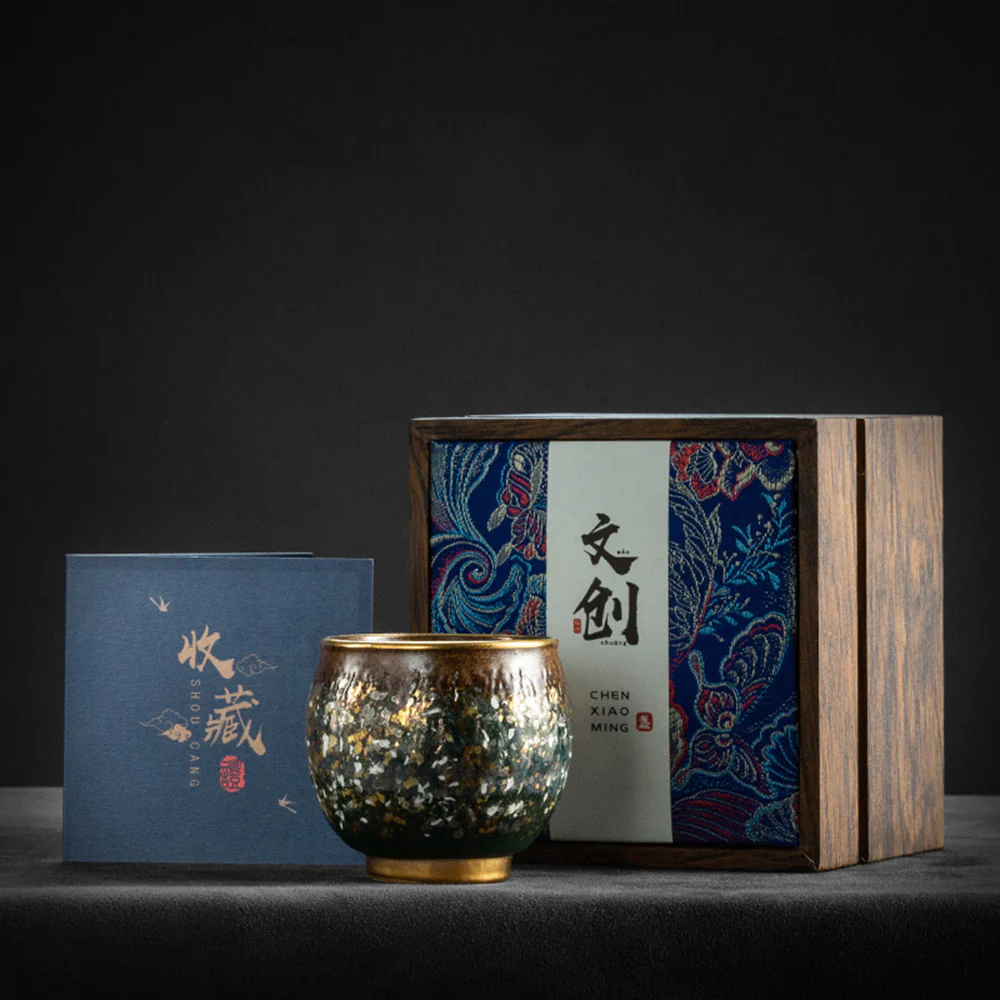 Kiln Glazed Gongfu Tea Cup With Gold - Image 4