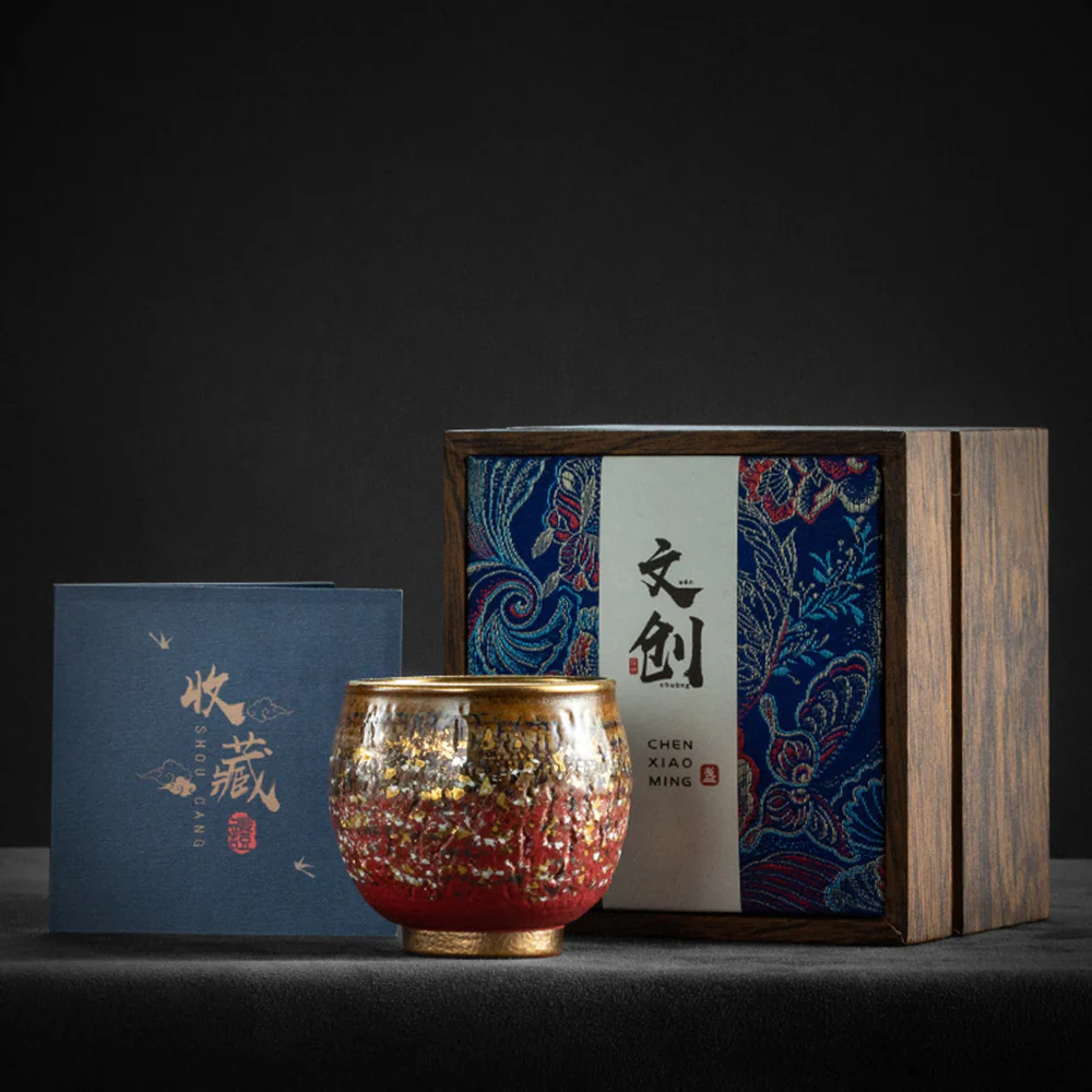 Kiln Glazed Gongfu Tea Cup With Gold - Image 6