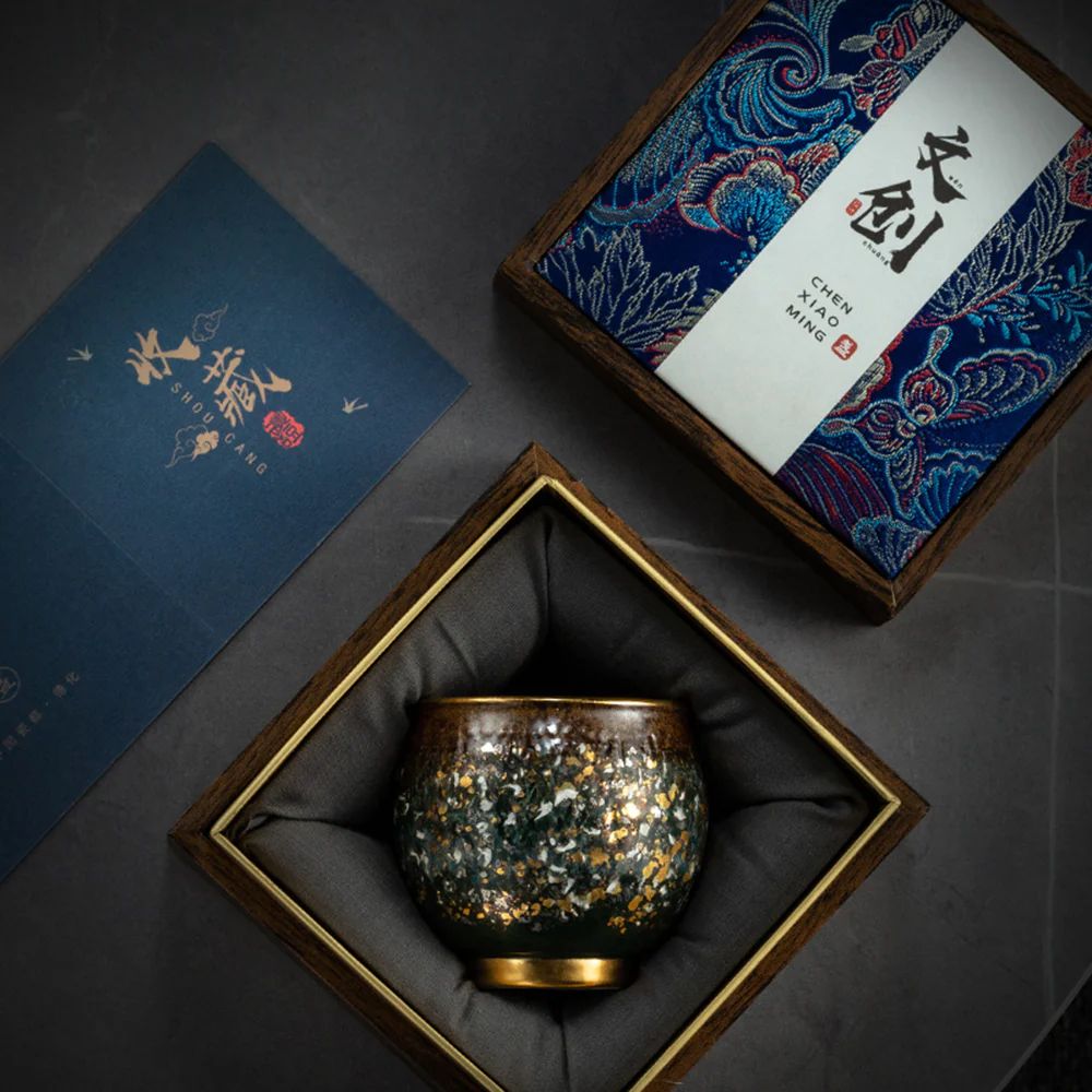 Kiln Glazed Gongfu Tea Cup With Gold - Image 7