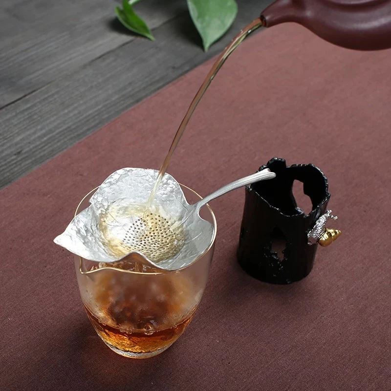 Leaf Tin Tea Strainer With Holder - Image 10