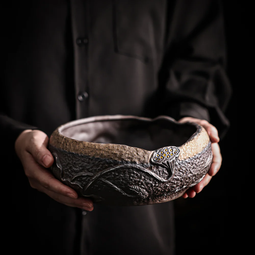 Lotus Coarse Pottery Tea Washer - Image 3
