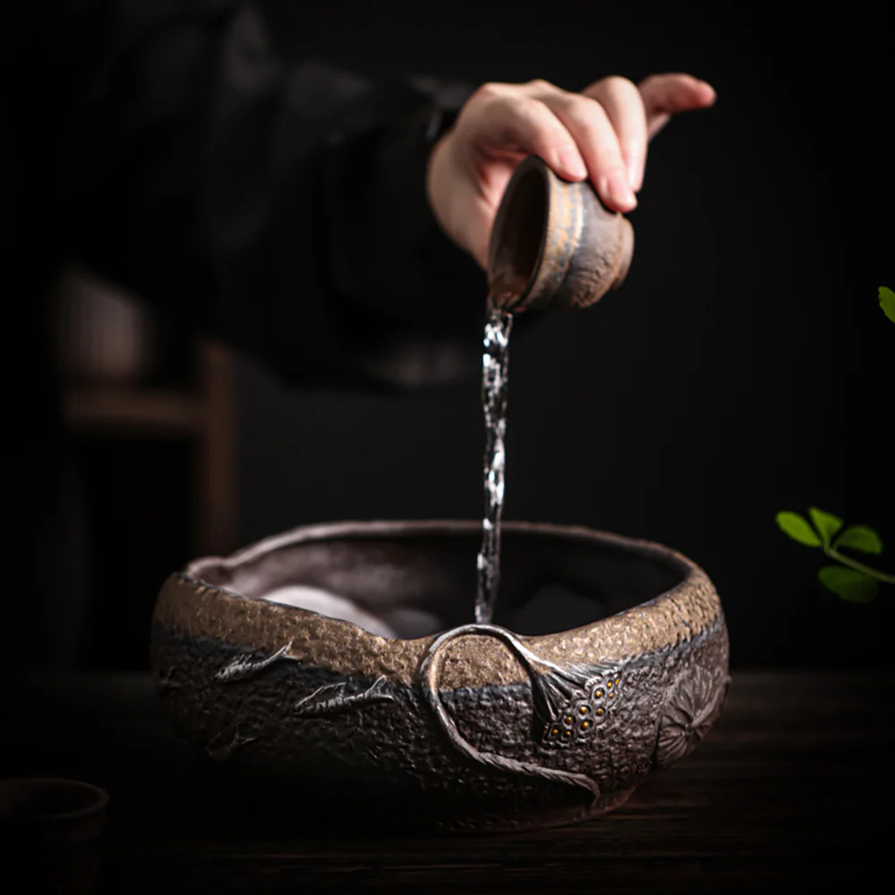 Lotus Coarse Pottery Tea Washer - Image 4