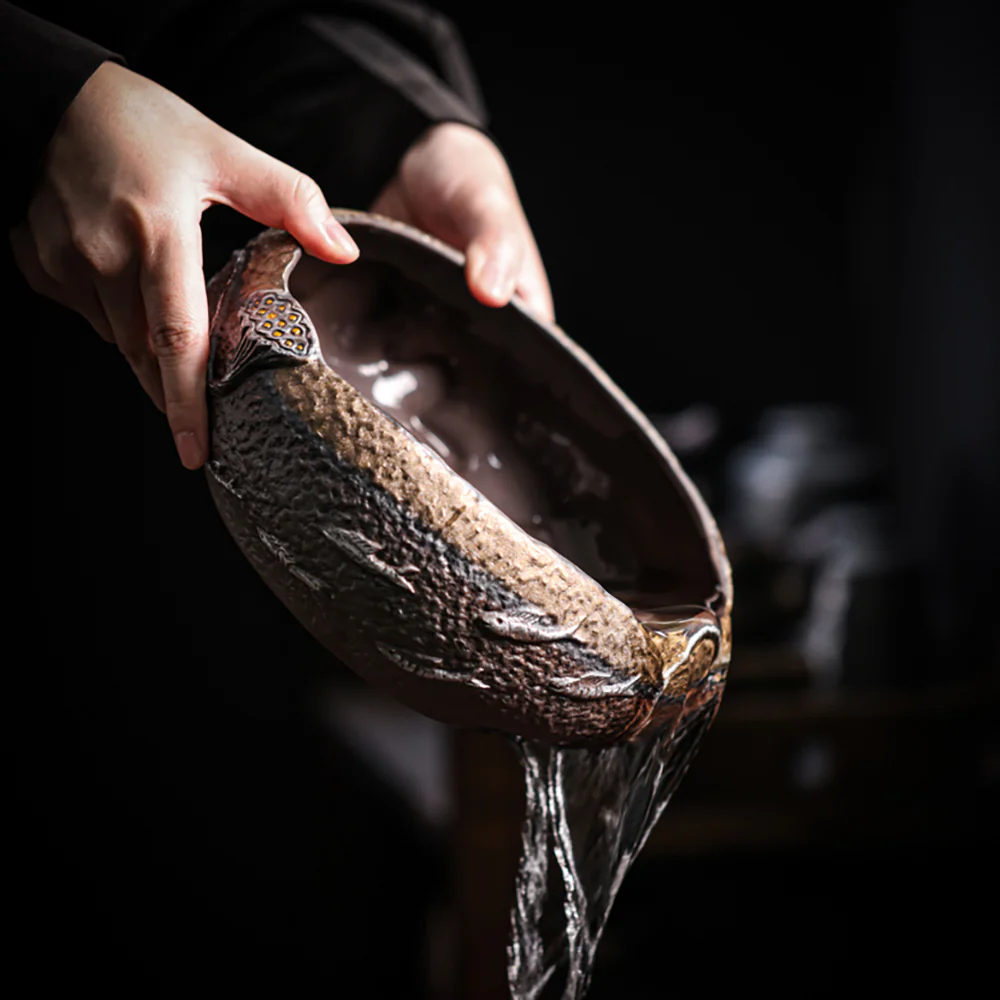 Lotus Coarse Pottery Tea Washer - Image 6