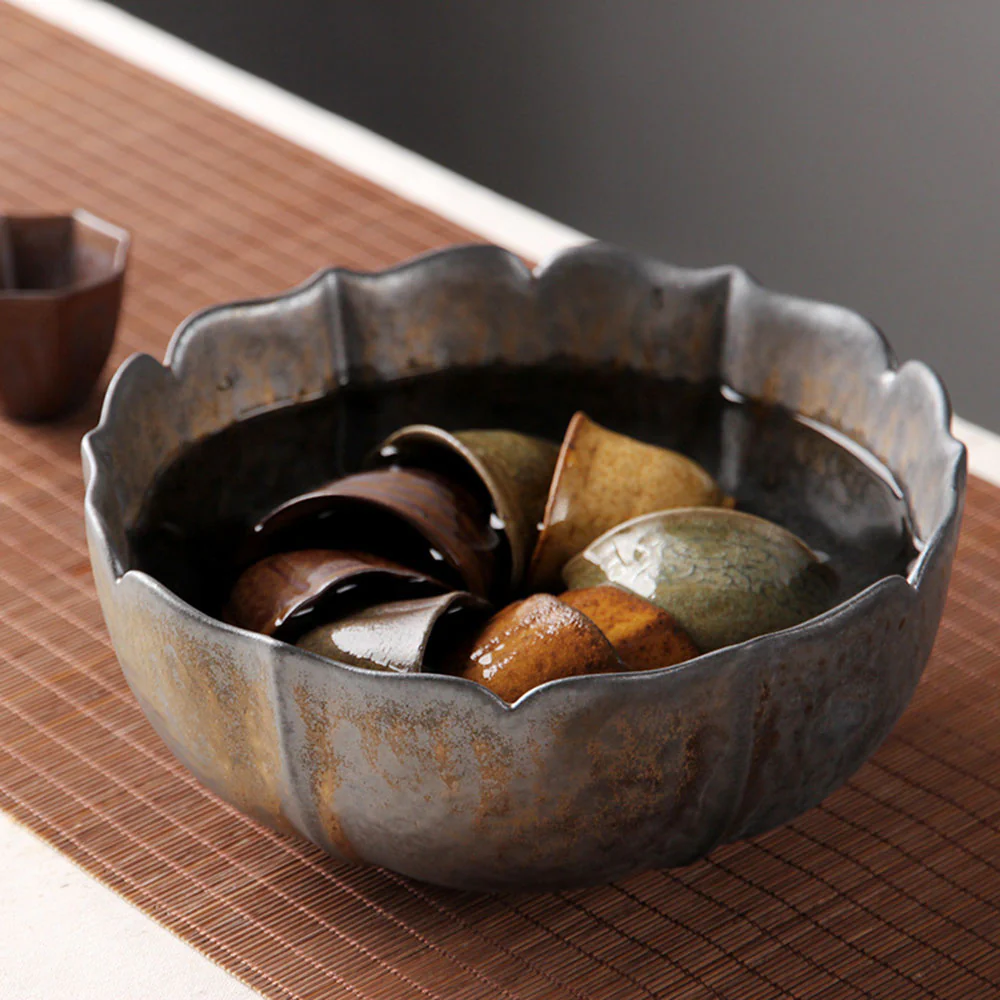 Lotus Shaped Coarse Pottery Tea Washer - Image 5