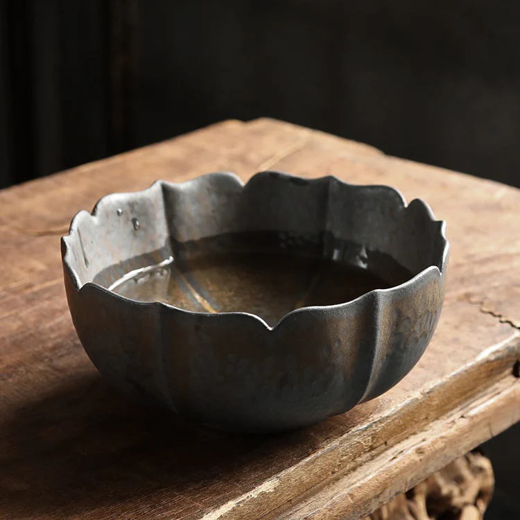 Lotus Shaped Coarse Pottery Tea Washer - Image 7