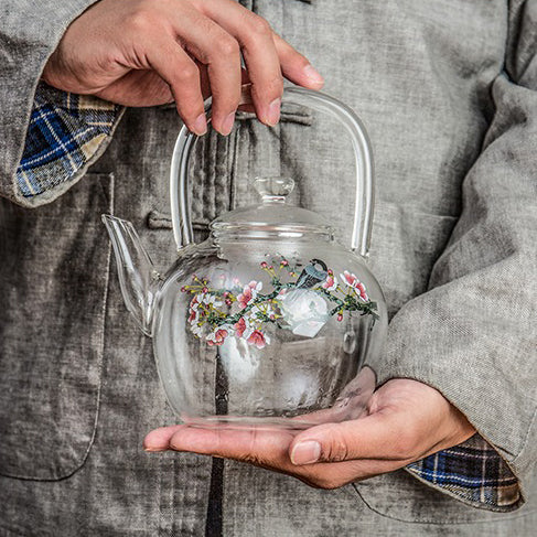 Magpie And Peach Blossom Glass Teapot - Image 4