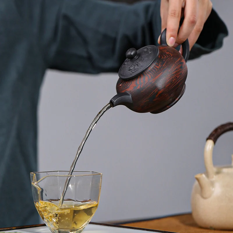 Old Purple Clay Hexagonal Teapot - Image 12