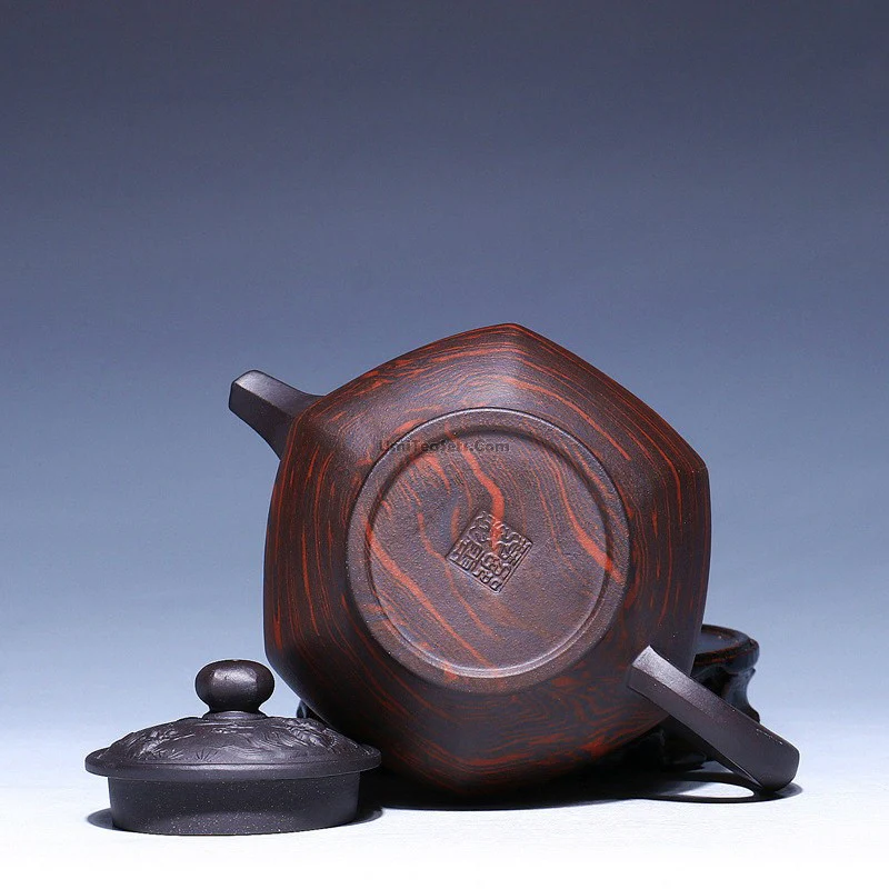 Old Purple Clay Hexagonal Teapot - Image 4