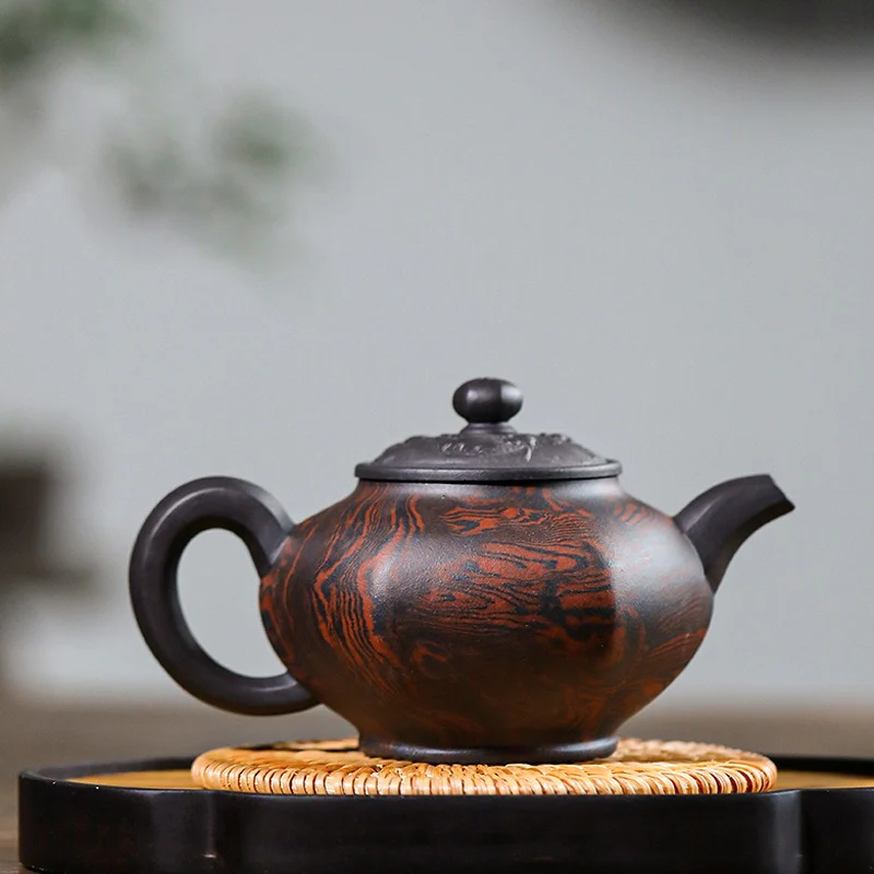 Old Purple Clay Hexagonal Teapot - Image 5
