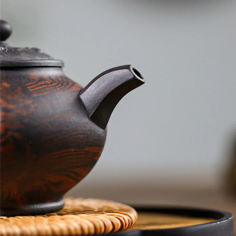 Old Purple Clay Hexagonal Teapot - Image 6