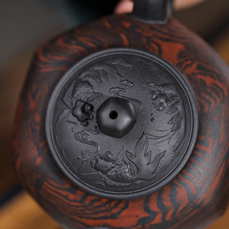 Old Purple Clay Hexagonal Teapot - Image 8