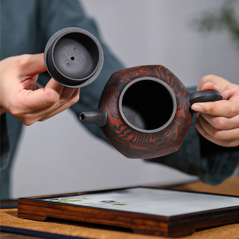 Old Purple Clay Hexagonal Teapot - Image 9