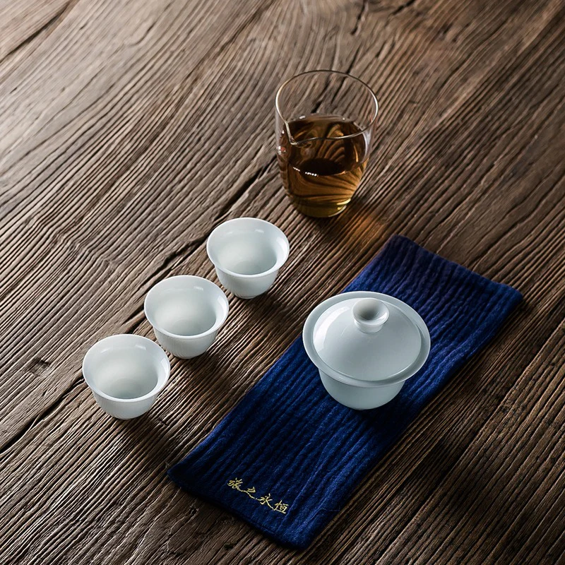 Porcelain Gaiwan Travel Tea Set With Bag - Image 7