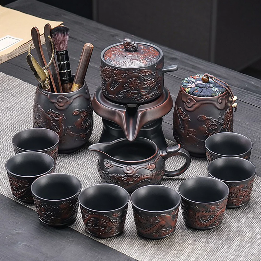 Purple Clay Dragon And Phoenix Automatic Tea Set - Image 3