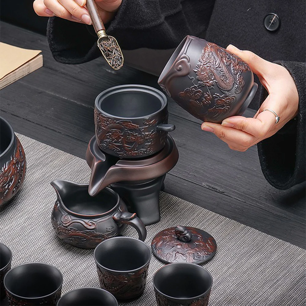 Purple Clay Dragon And Phoenix Automatic Tea Set - Image 4