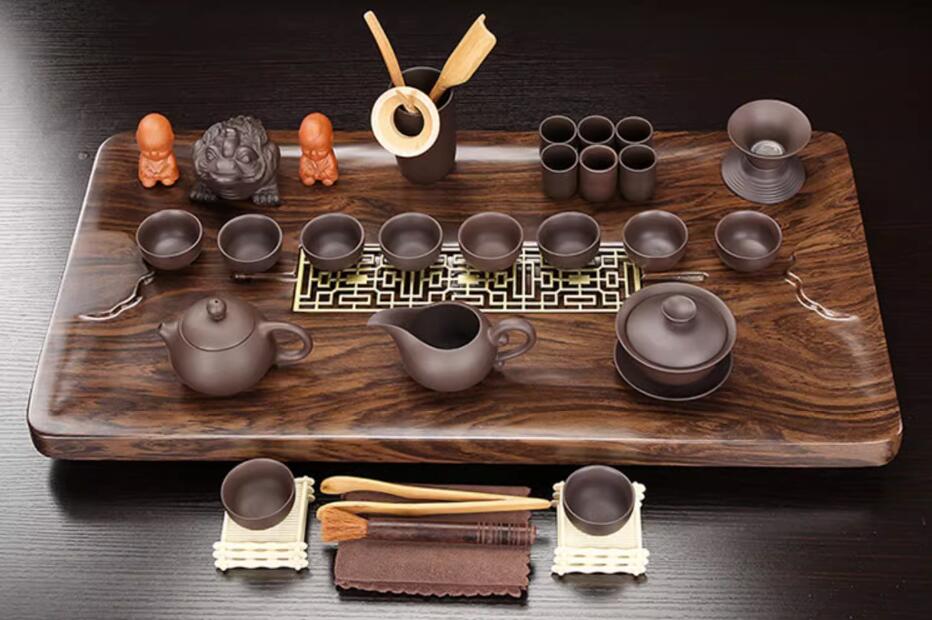Purple Clay Kungfu Tea Set With Ebony Tea Tray - Image 3