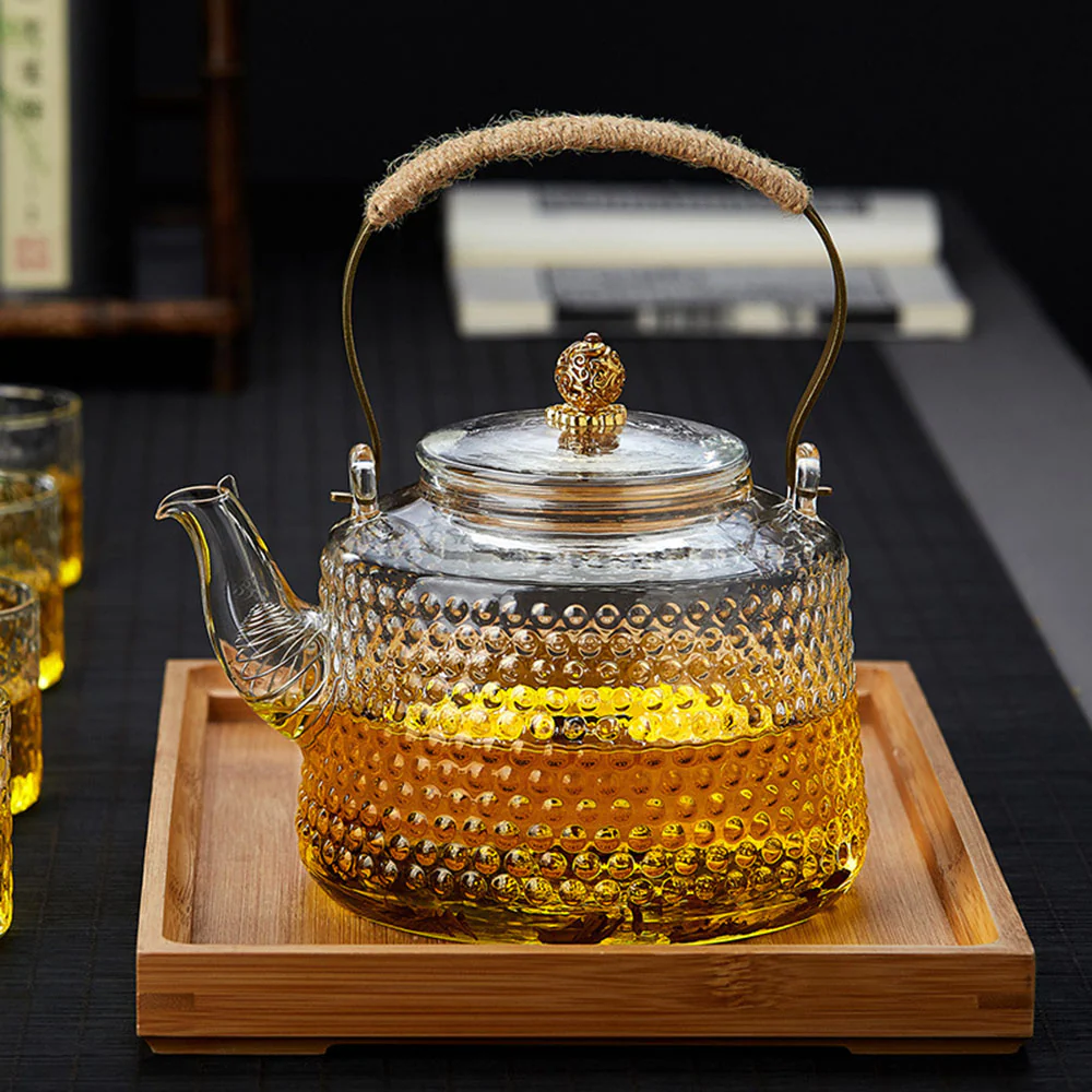 Rivet Pattern Thickened Glass Teapot - Image 4