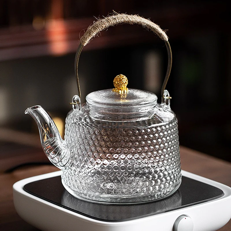 Rivet Pattern Thickened Glass Teapot - Image 7