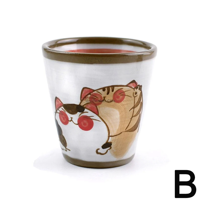 (Set of Two) Hand Painted Lotus Japanese Tea Cup - Image 3