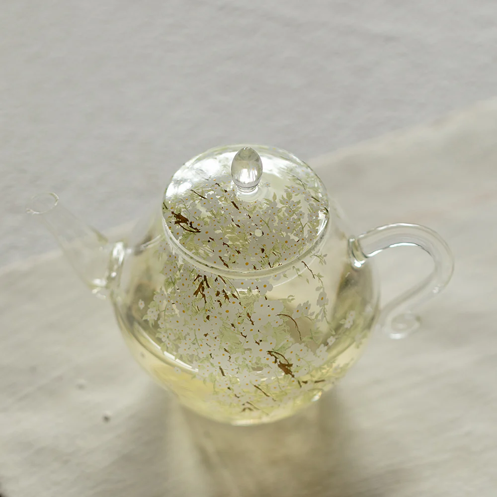 Spring Pear Blossom Borosilicate Glass Teapot - Image 4