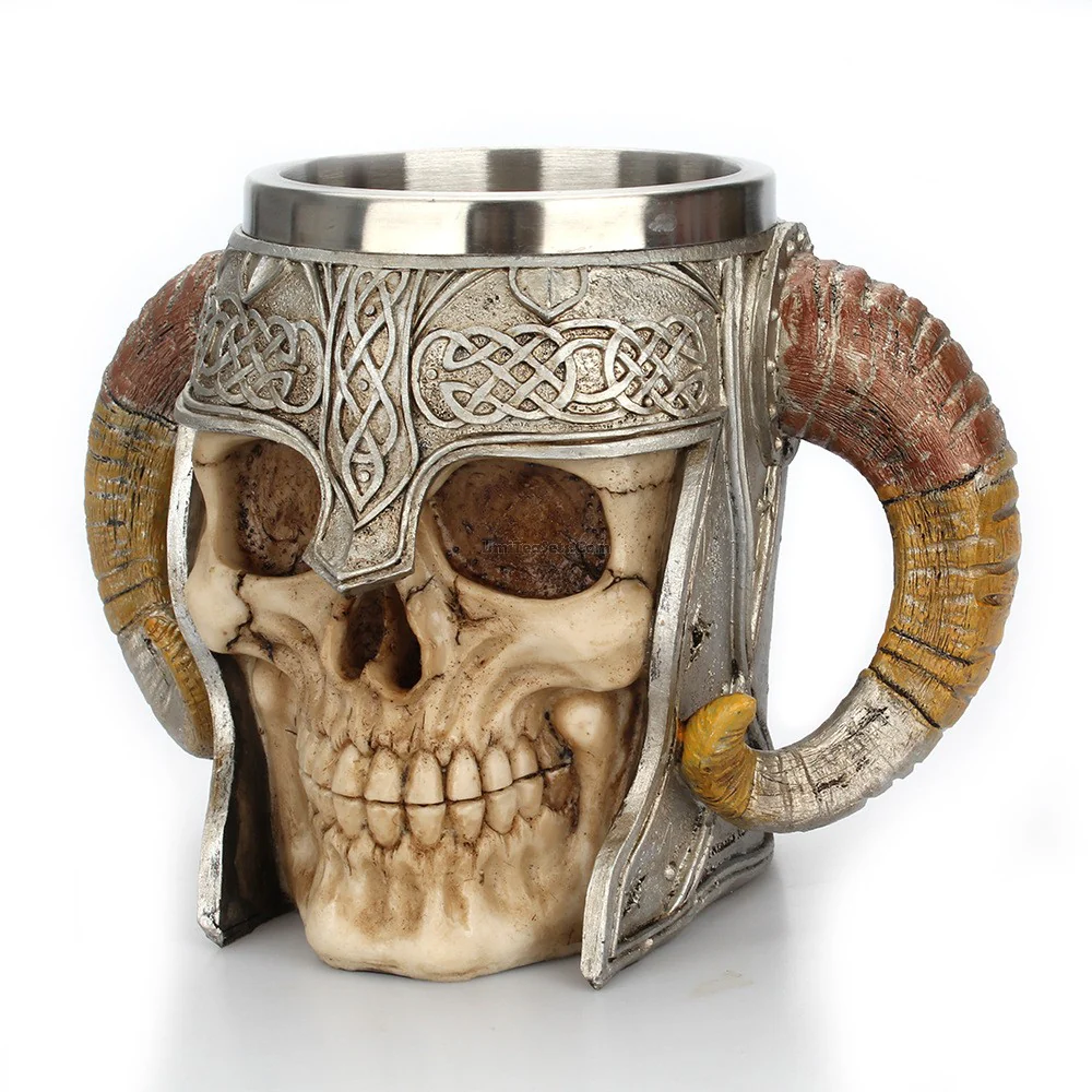 Stainless Steel Horns & Skull & Helmet Mug - Image 4
