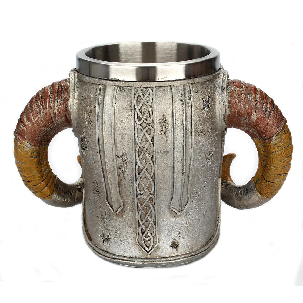 Stainless Steel Horns & Skull & Helmet Mug - Image 5