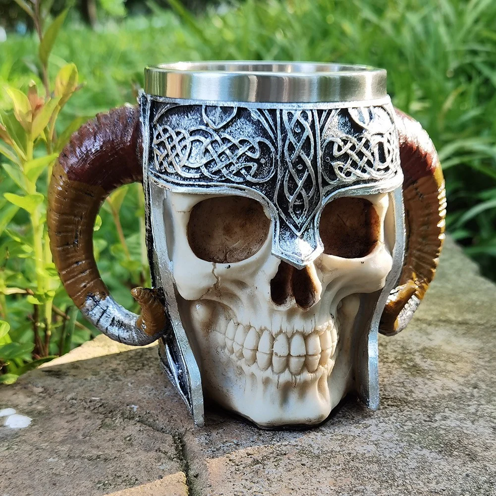 Stainless Steel Horns & Skull & Helmet Mug - Image 7