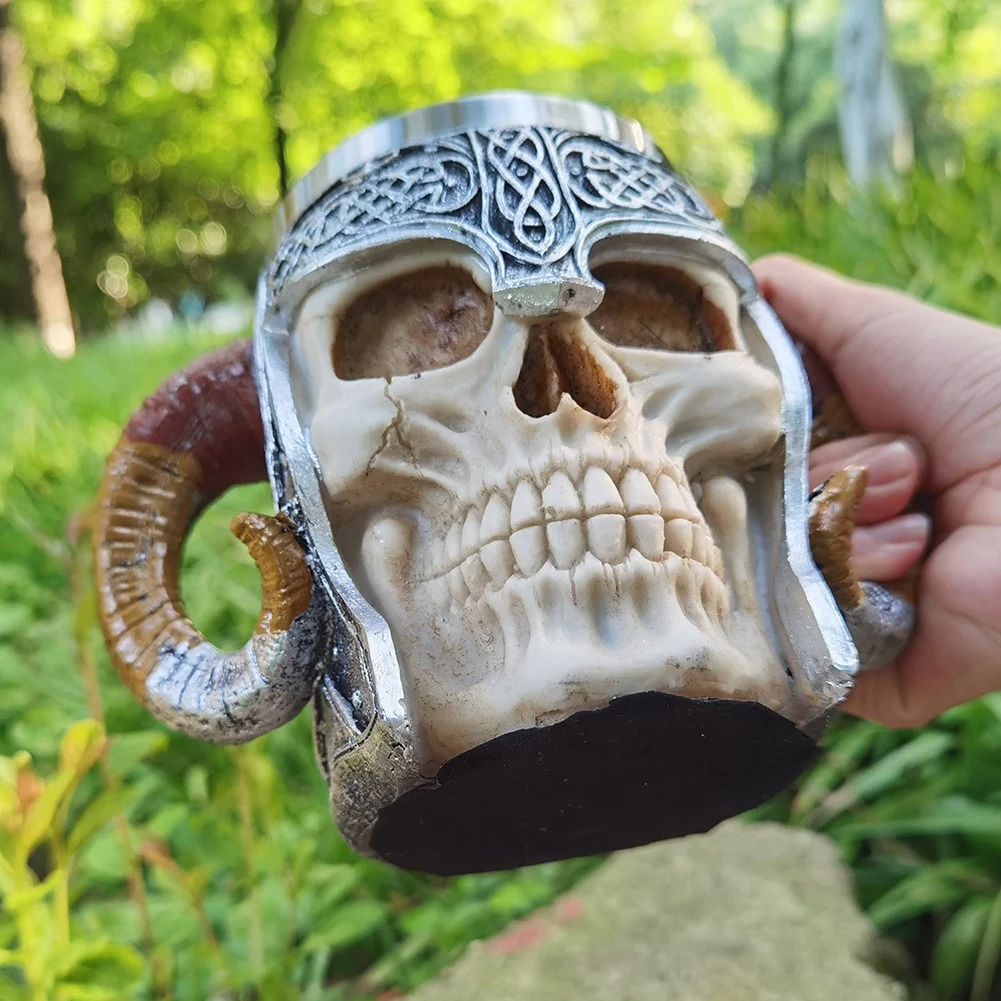 Stainless Steel Horns & Skull & Helmet Mug - Image 8