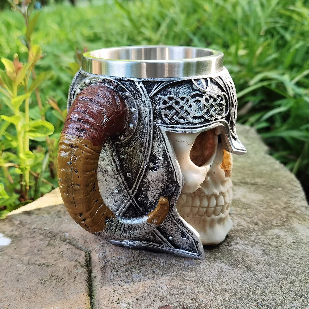 Stainless Steel Horns & Skull & Helmet Mug - Image 9
