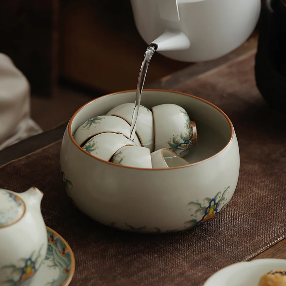 Waves And Cliffs Ruyao Porcelain Tea Washer - Image 7
