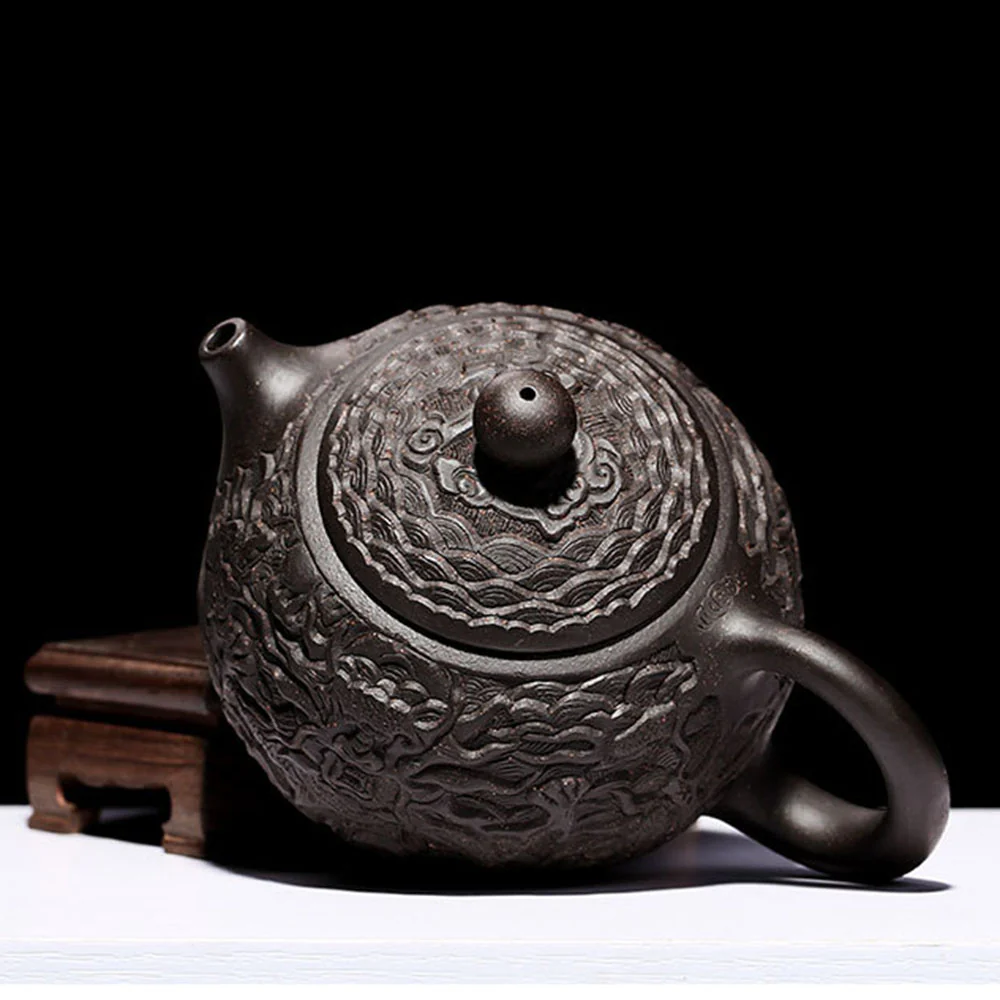 Yixing Black Clay Dragon Teapot - Image 3