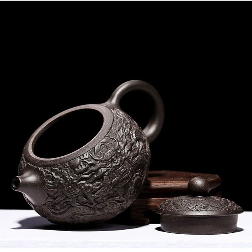 Yixing Black Clay Dragon Teapot - Image 4