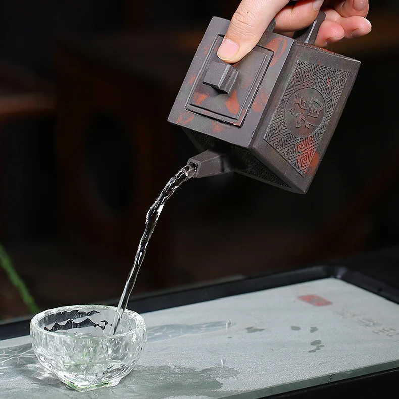 Yixing Clay Happiness Longevity Square Teapot - Image 11