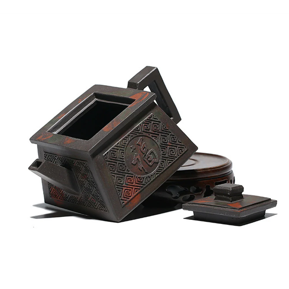 Yixing Clay Happiness Longevity Square Teapot - Image 3